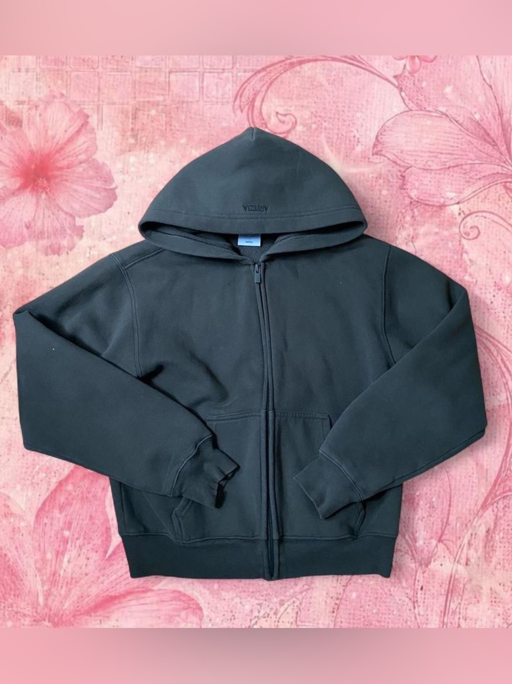 Aritzia army green perfect fit sweat fleece cropped zip up hoodie